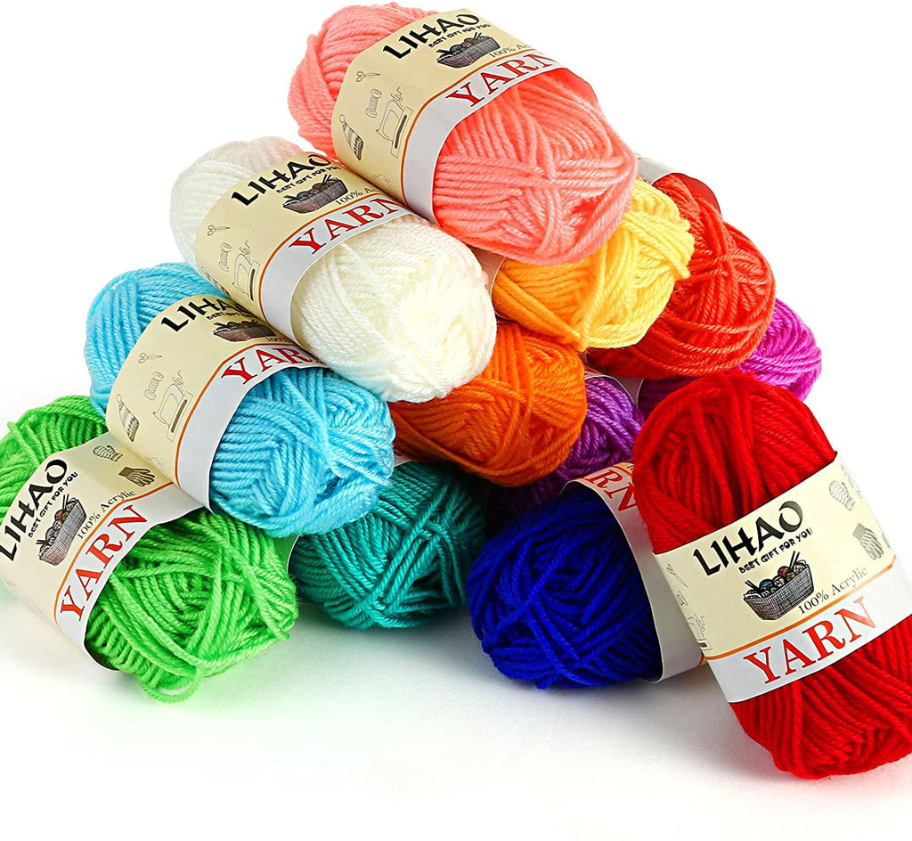 Moncolis 12 Skeins Mini Yarn for Knitting Crochet Craft - 100% Acrylic,0.53oz/15g,28 Yards/Roll