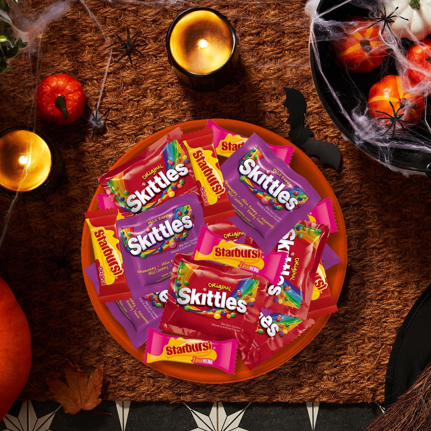 Skittles & Starburst Fun Size Chewy Halloween Candy Variety Pack - 140 Ct Bulk Bag