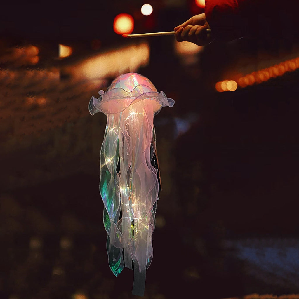 Pyaiine Glowing Jellyfish Lantern Handheld Jellyfish LED Lamp Hanging Lantern Decoration New Year Eve Gadget Holiday Gift for Party