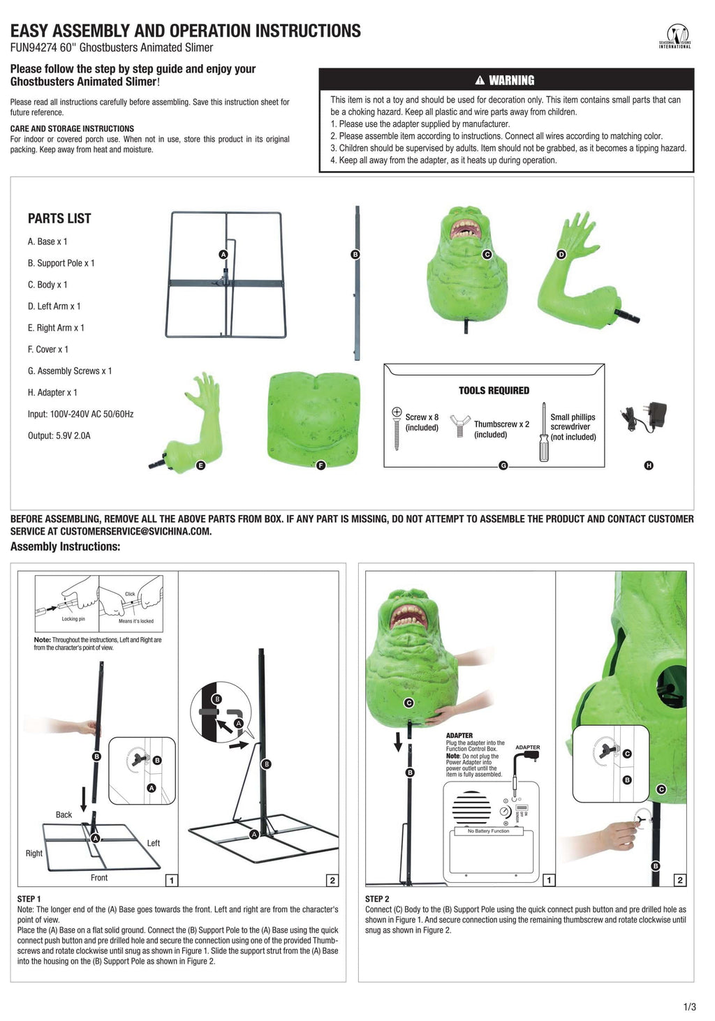 Animated Ghostbusters Slimer Decoration
