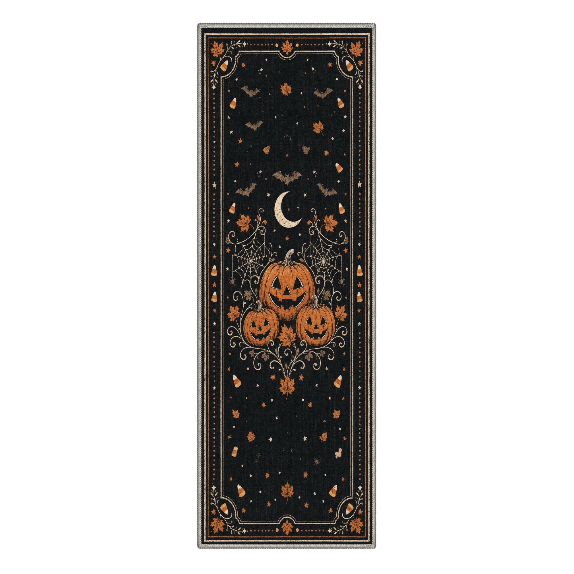 GENIMO 2'x7' Halloween Runner Rug, Washable Non Slip Soft Vintage Witch Indoor Outdoor Hallway Runner for Porch Patio Kitchen Entryway, Vintage Black
