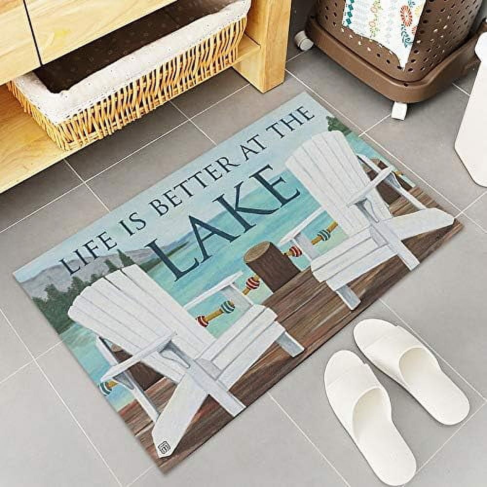 Christmas Snowman Trees Entrance Door Mat, Red Plaid Low Profile Tradition Christmas Decor Welcome Doormat, Non-Slip Carpet Rugs Floor Mat Decorative for Home/Bathroom/Kitchen - 20"x31.5"
