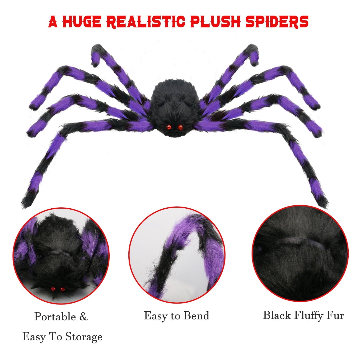 Innens 11.8ft Halloween 144 LED Purple Spider Web Lights with 35" Giant Spider Light up Cobweb Halloween Decorations for Indoor Ourdoor Garden Yard Home Patio (Black, 1Pc)