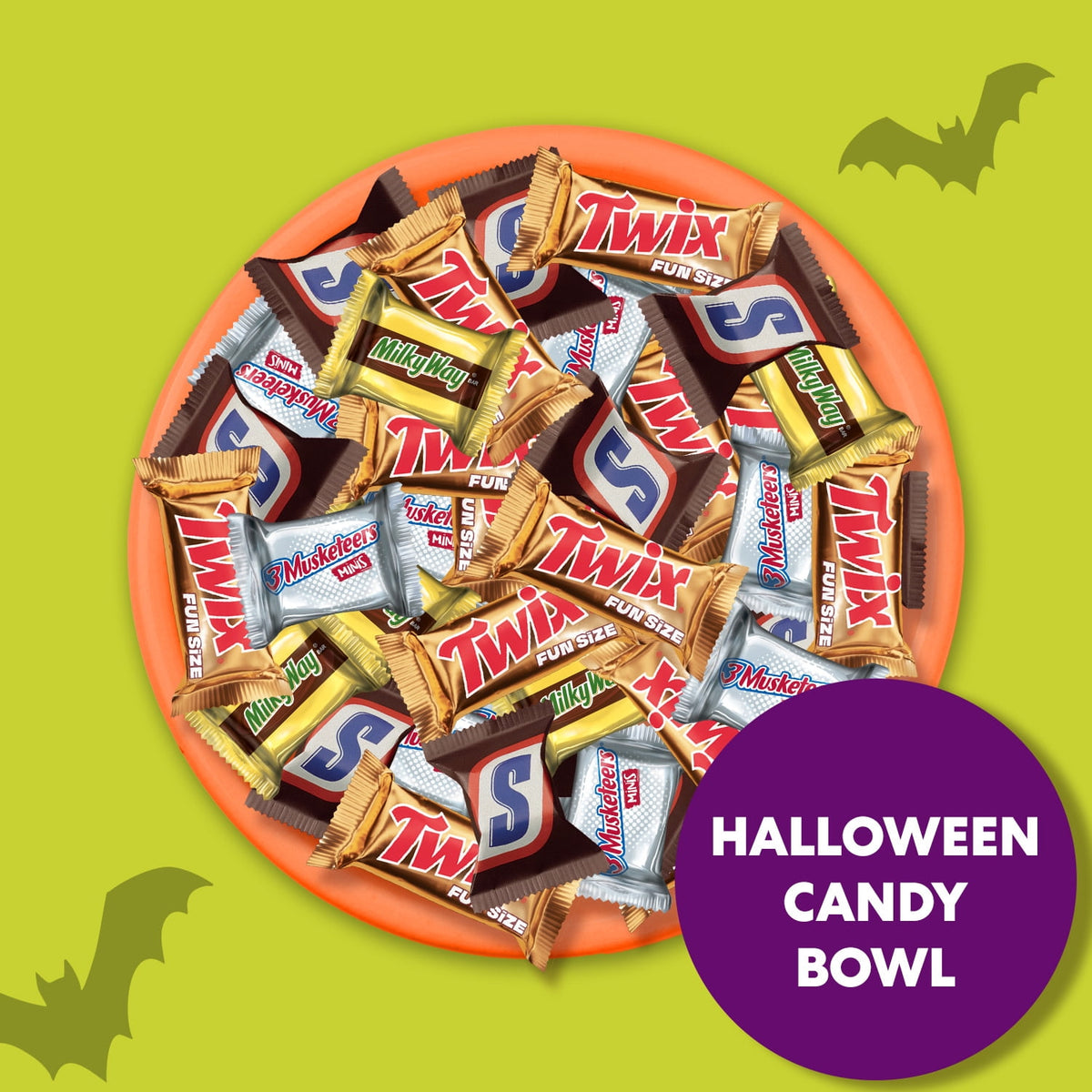 Snickers, Twix, Milky Way & 3 Musketeers Minis Halloween Candy Assortment - 150 Ct Bulk Bag