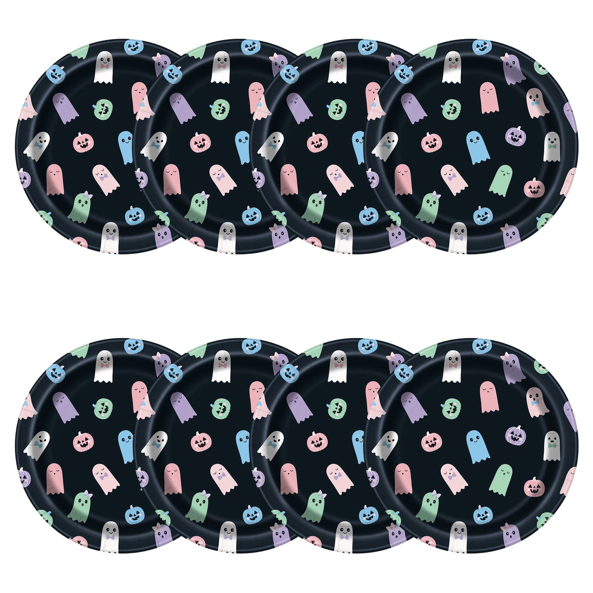 Cute Ghosts Disposable Paper Plates, Multicolor, 8.5", 8 Count, Halloween by Way To Celebrate