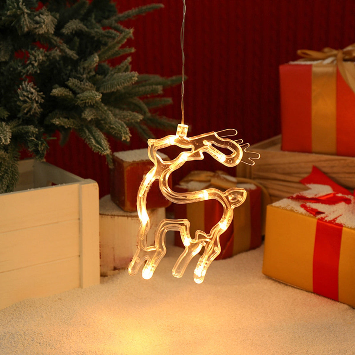 SCNOR Christmas LED Window Lights, Battery Operated Warm White with Suction Cup, Snowman Tree Holiday Decor for Indoor Bedroom Display