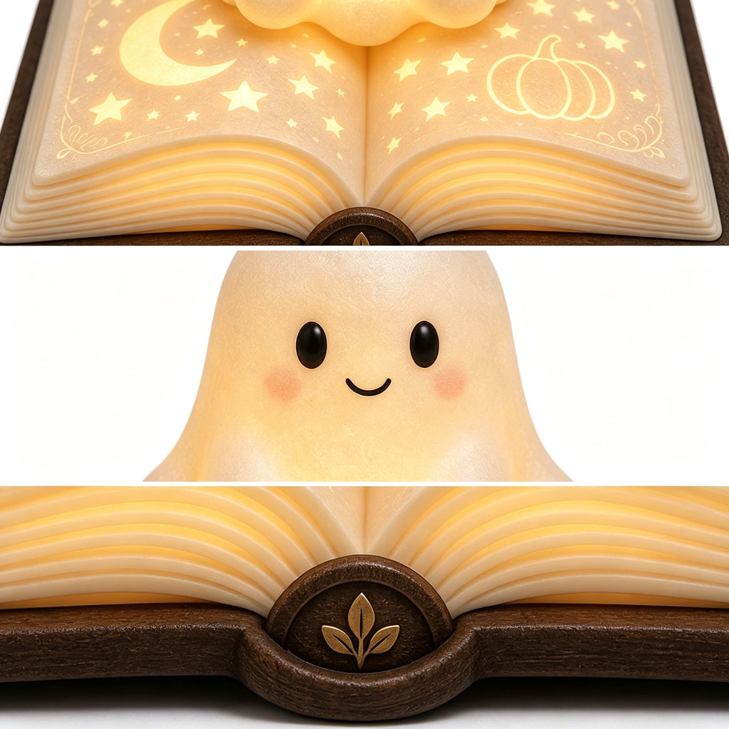 Ghost Night Light Halloween Decorations Bedside Night Light with Tap Control, Dimmable Nursery Decor Lamp, Fun Ghost Gift for K*ids, Halloween Room Decor, Ghost Lamp