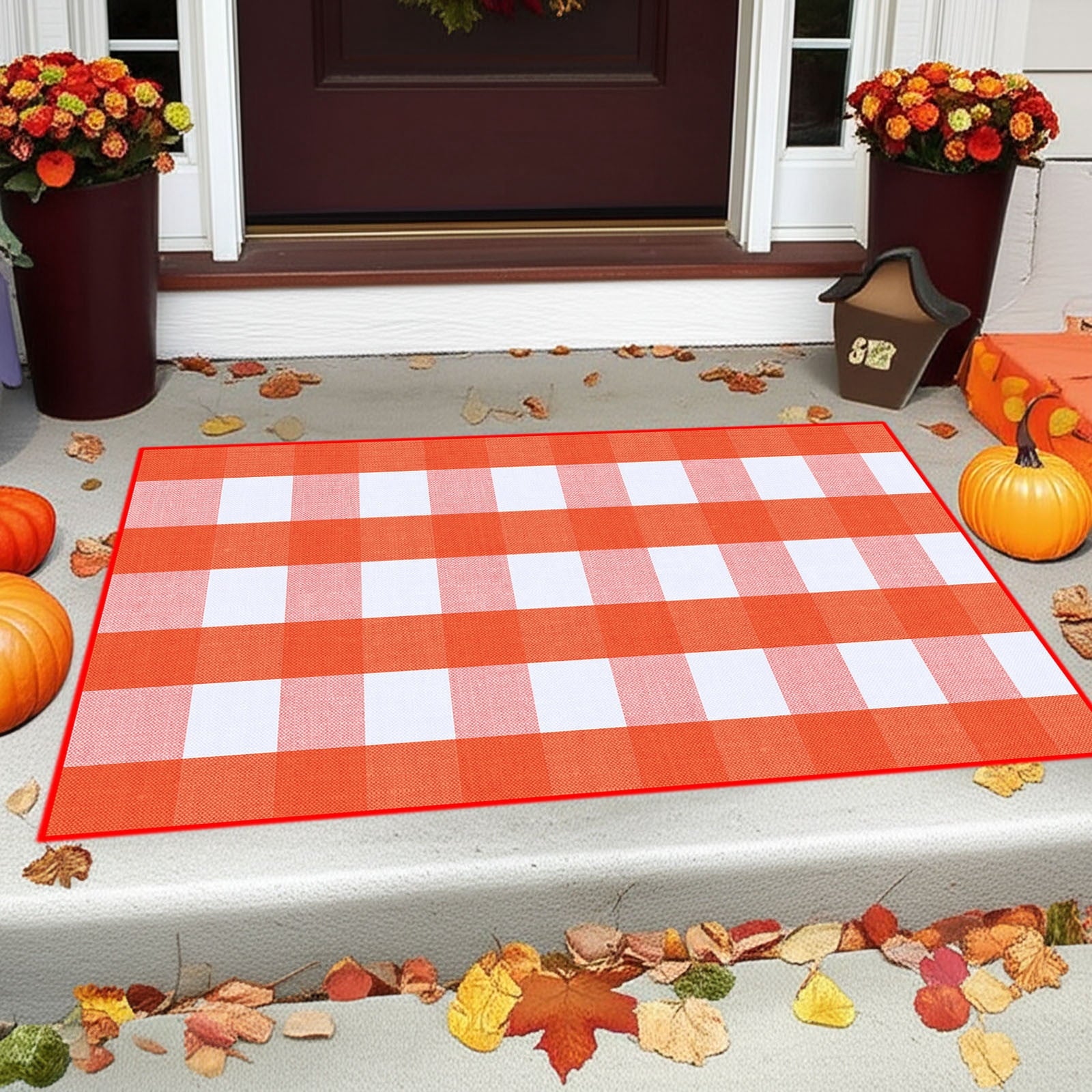 Clearance Hotyverty Halloween Front Door Mat Anti-Slip Super Absorbent Waterproof Stain Resistant Leaf 19x4x4in Indoor Front Entryway Porch Floor Decor, Halloween Gift for Family Holiday Lovers
