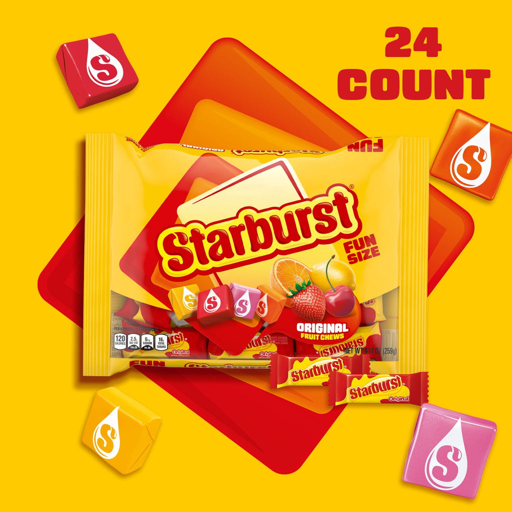 Starburst Original Fruit Chews Gluten Free Fun Size Halloween Candy - 9.17 oz Bag