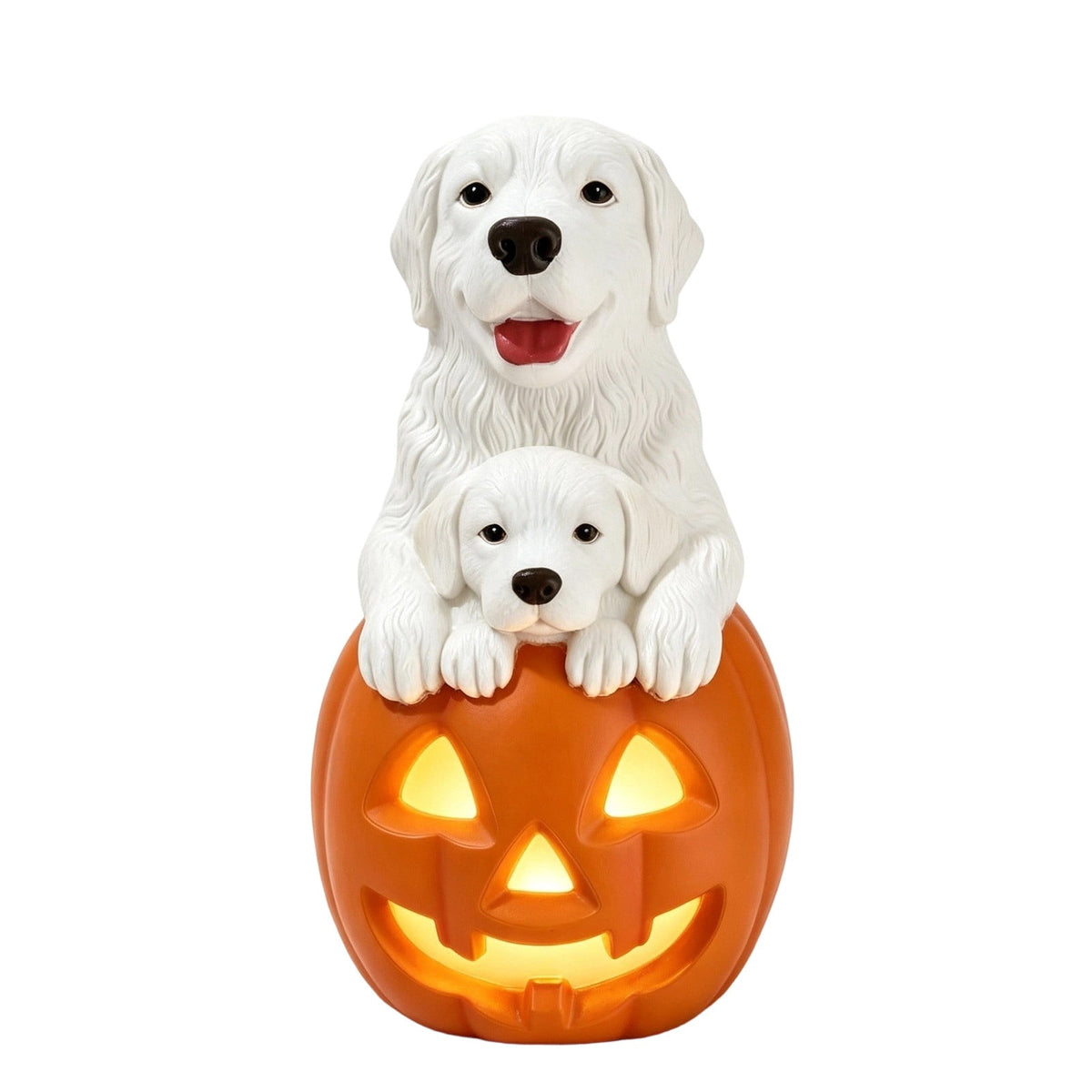 Clearance Halloween Schnauzer Bat Figurine with Ghost Bucket, 8 inch Resin Cute Dog Gifts Tabletop Decor