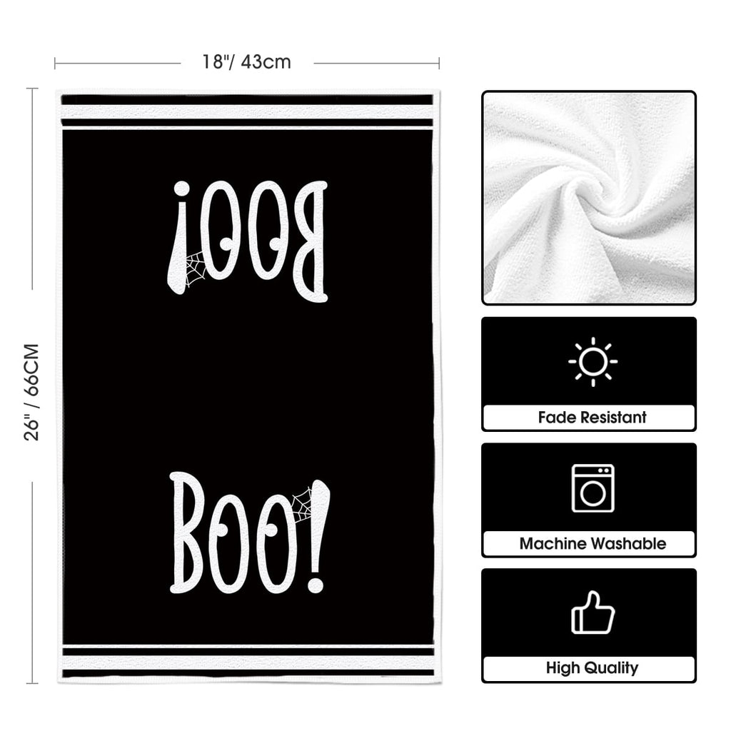 Sm:)e Spooky Pumpkin Ghost Boo Bat Halloween Kitchen Dish Towels 2 Set 18 x 26 inch