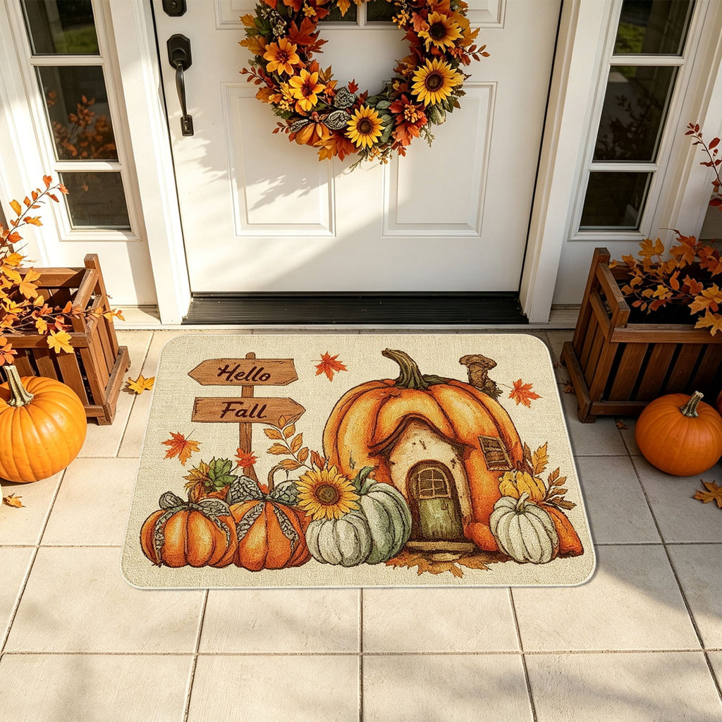 Autumn Door Mat for Entryway, 16x24 Inch, Fall-Themed Floor Doormat for Home Decor, Non-Slip Rug Mat for Living Room, Kitchen, Bedroom, Gifts for Fall Lovers (E)