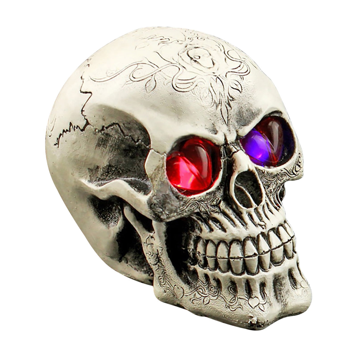 Matoen Halloween Skull Decorations Indoor Table Desk Home Decor Haunted House Halloween LED Lights Up Eyes Party Supplies Animated Skull Scary Eyeballs