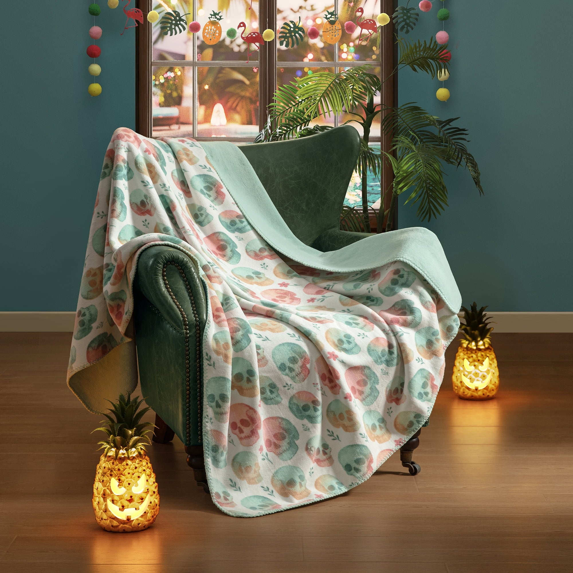 Boo-tique Soft Throw Blanket, Plush Fleece Blanket, Halloween Mermaids, Black, 50" x 72"