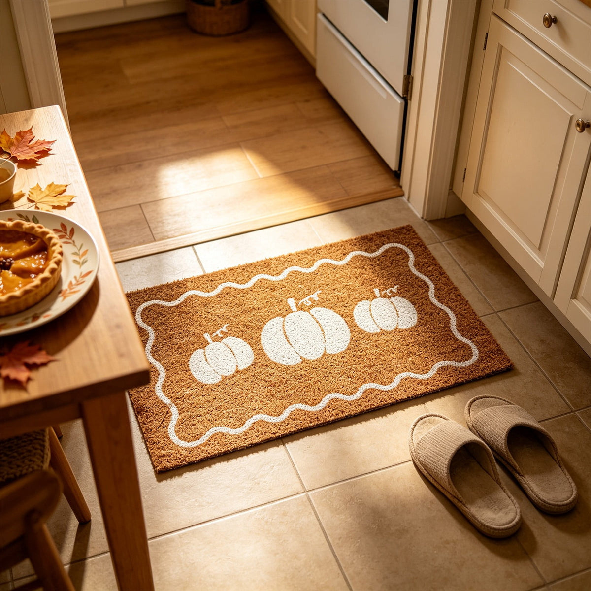 chaungfeng Welcome Fall Door Mat, Seasonal Pumpkin Decorative Doormat, Thick Non-Slip Rugs, for Indoor Outdoor Entrance Floor, Halloween Thanksgiving Decoration (23.6"X15.7")