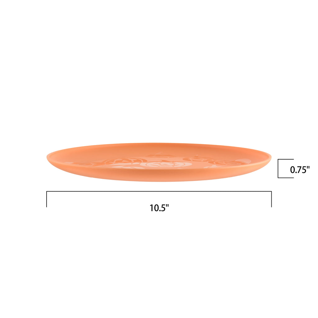 Mainstays 10.5 in Round Plastic Halloween Bats Dinner Plate, Black
