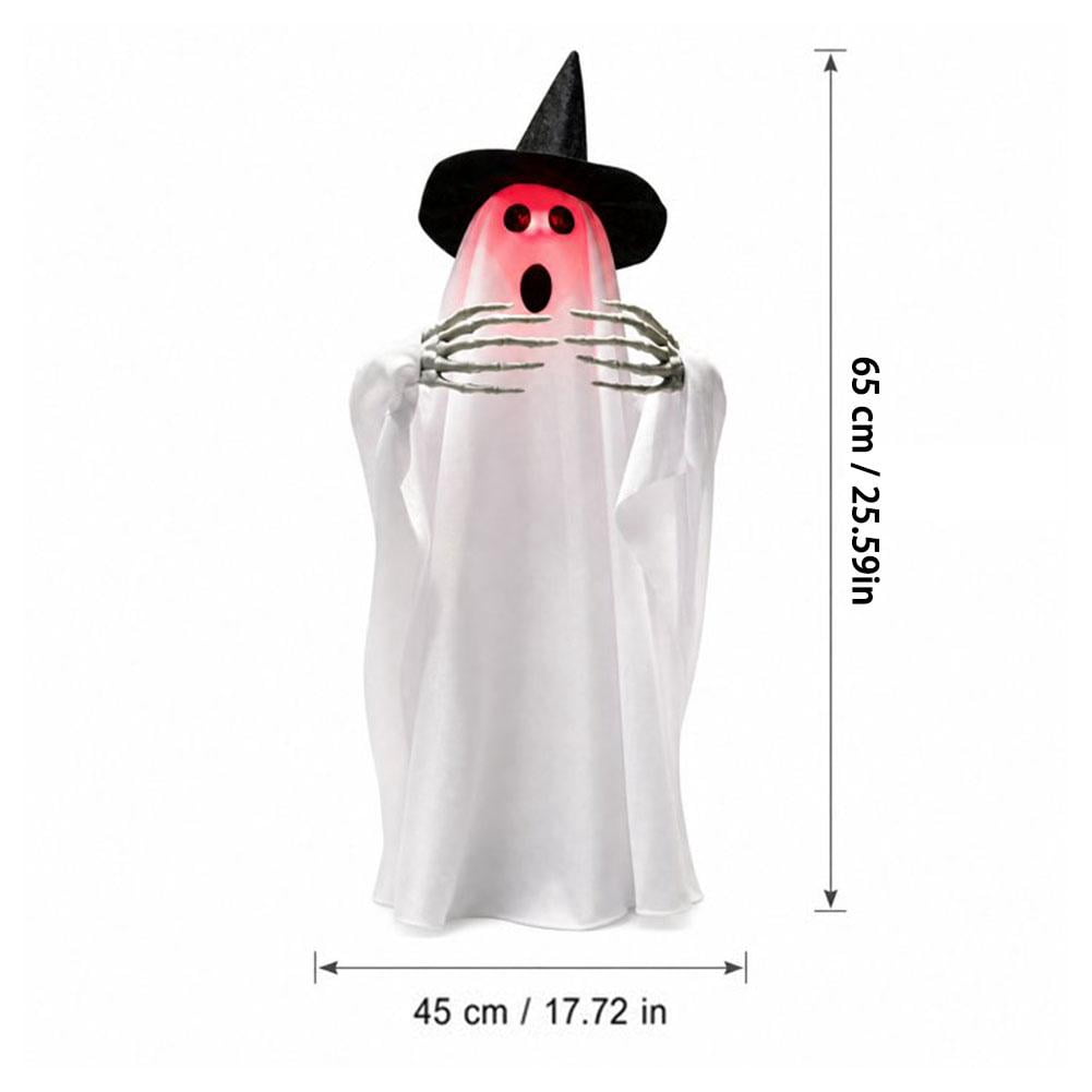 Halloween Animated Ghost Decorations, 26 Inch Sound Activated LED Ghost Prop, Walking Rotating Light Up Decor for Haunted House, Porch, Yard Party