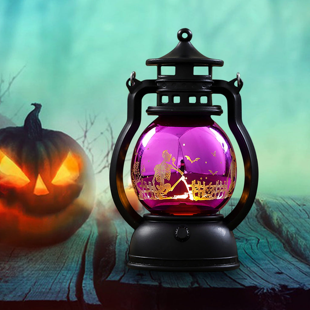 NSESSHome Halloween Pumpkin Lantern with LED, Portable Jack-O-Lantern for Halloween, Vintage Halloween Lamp Handheld Lantern Oil Lamp for Halloween Decorations Indoor and Outdoor