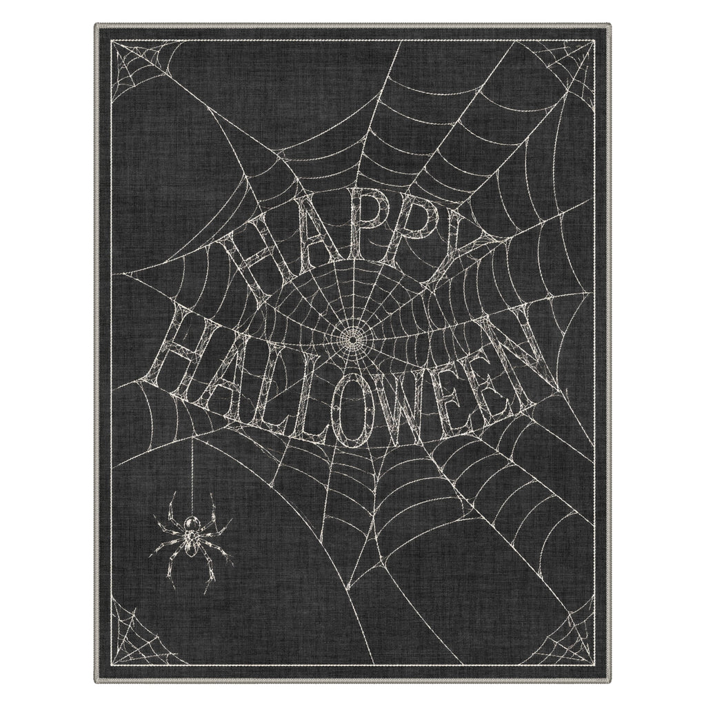 GENIMO 2'x7' Halloween Runner Rug, Washable Non Slip Soft Whimsical Skeleton Indoor Outdoor Hallway Runner for Porch Patio Kitchen Entryway, Charcoal Black