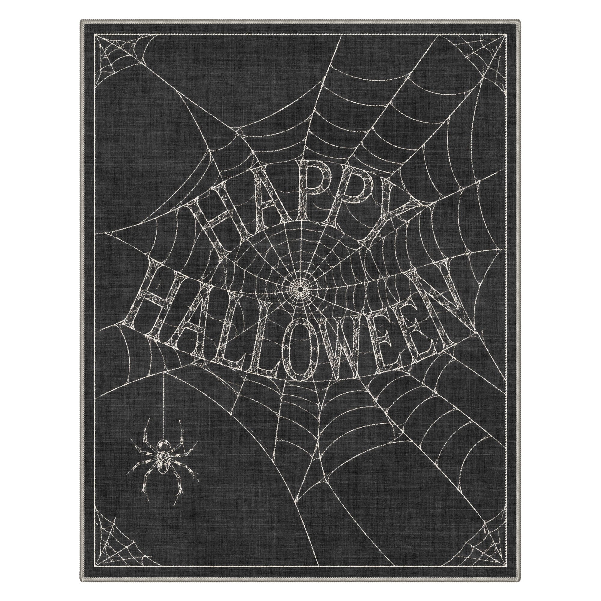 GENIMO 2'x7' Halloween Runner Rug, Washable Non Slip Soft Whimsical Skeleton Indoor Outdoor Hallway Runner for Porch Patio Kitchen Entryway, Charcoal Black
