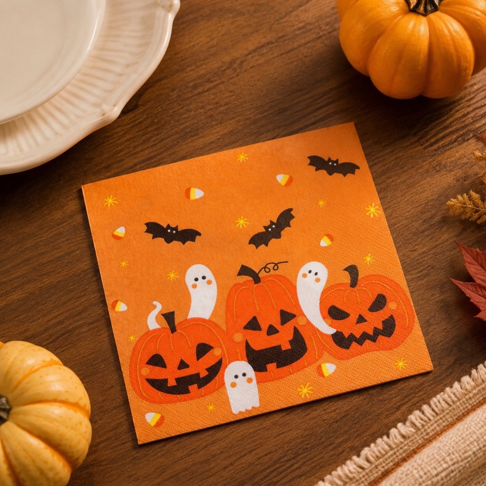 OCCOA Halloween Disposable Printed Paper Napkins 20 Count, Cute Spooky Pattern Party Table Decor Supplies, Indoor Outdoor Holiday Dining Decoration, B
