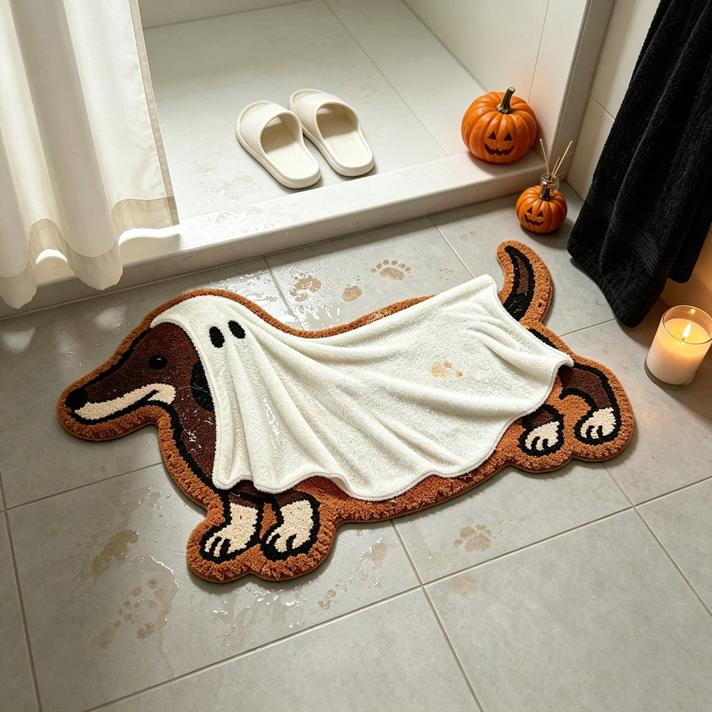 Halloween Ghost Dachshund Door Mat 15x21 Inch Doormat for Outdoor Indoor Entrance Entryway