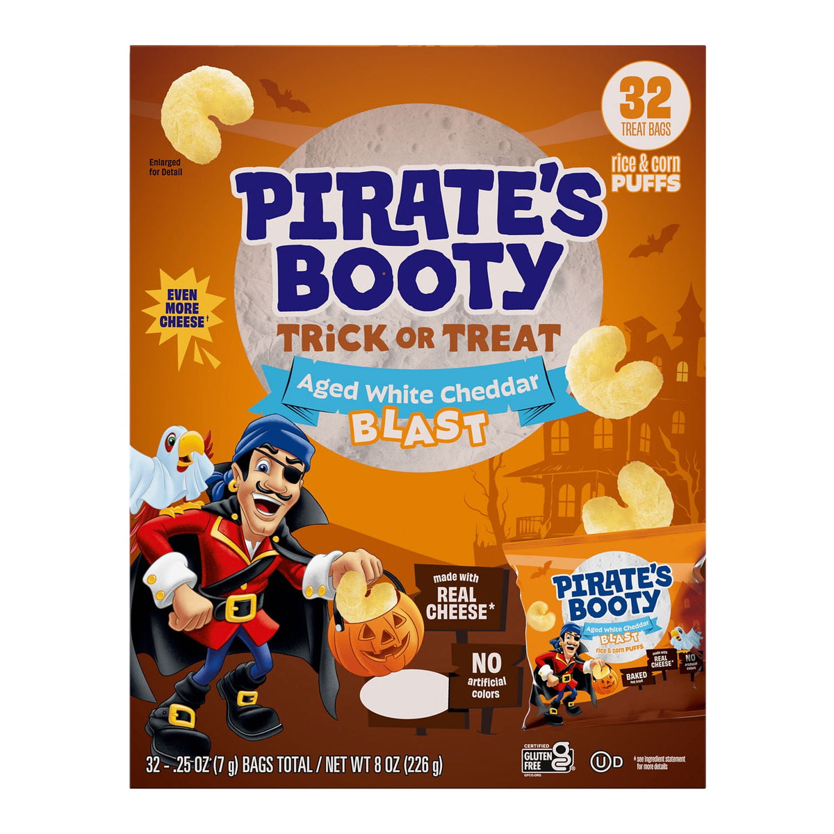 PIRATE'S BOOTY Aged White Cheddar Blast, Cheese Puffs Bags, .25 oz (32 Count)