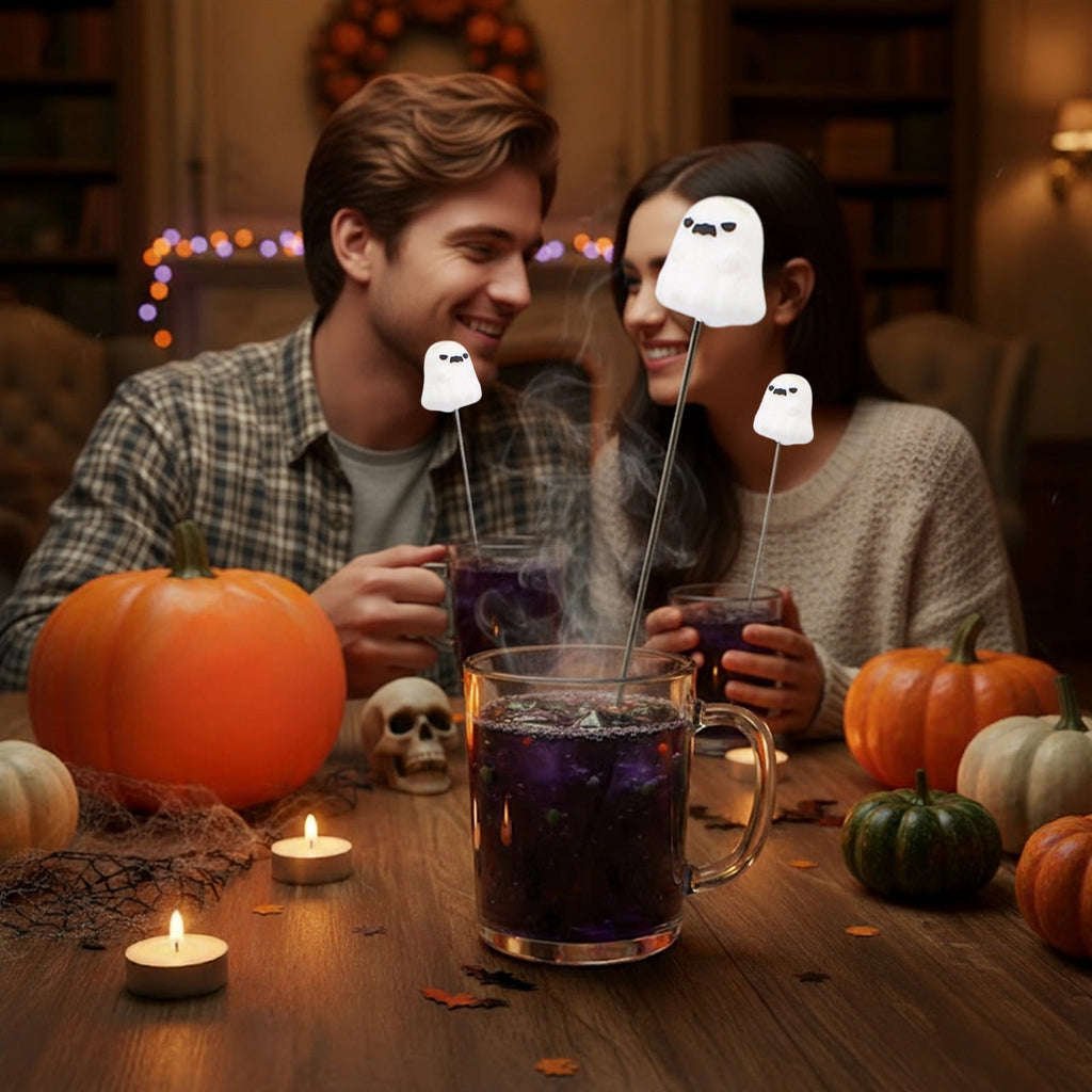 Stainless Steel Mixing Spoon for Cocktails – Halloween Barware, 304 Food - Grade Stirring Rod with Ghost, Witch Hat, Bat & Pumpkin Designs,Orange