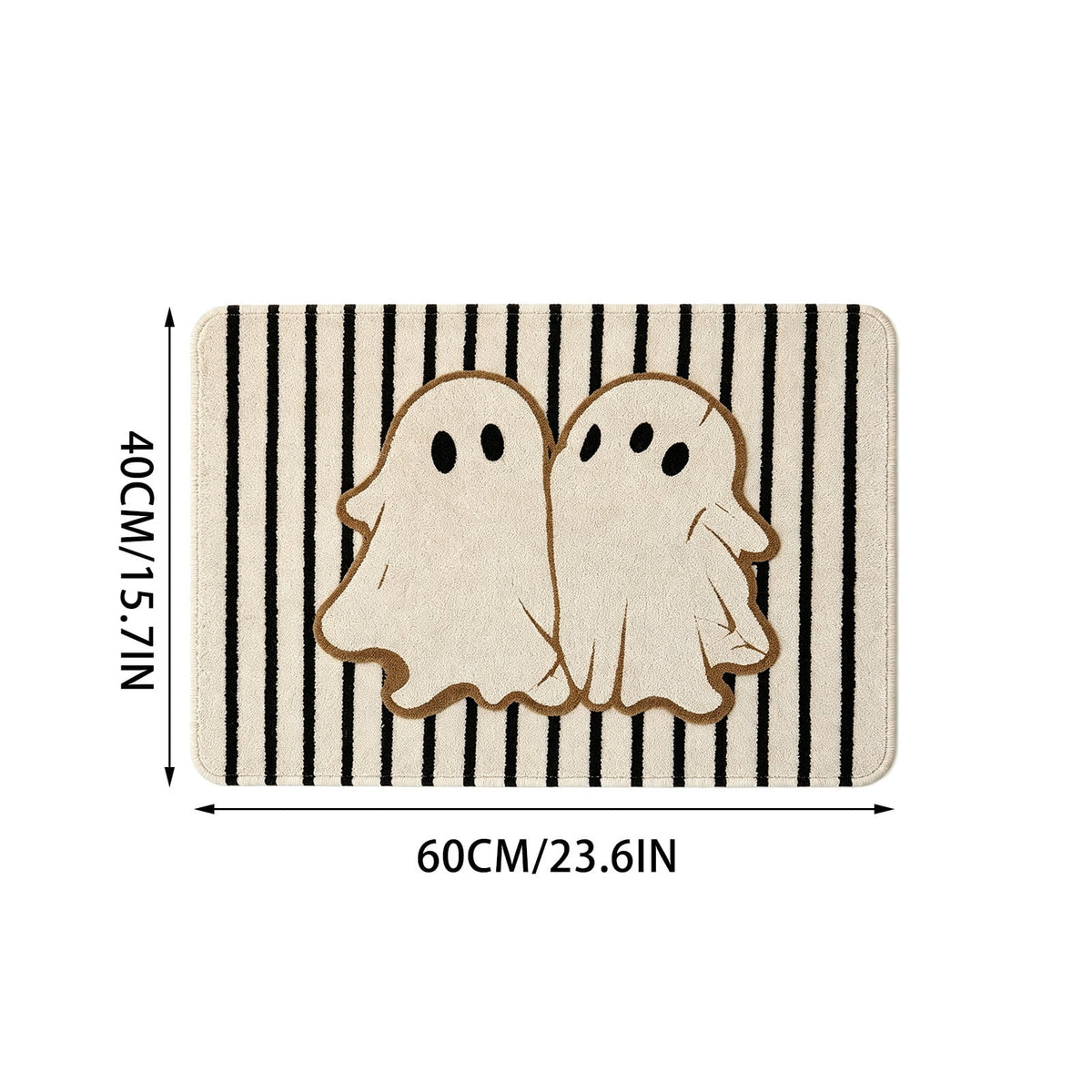 Halloween Doormat Ghost Bath Mat 23.6x15.7in Secure-Grip Absorbent Soft Faux Fur Rug for Bathroom Bedroom Living Room Decor by OVFUIZ