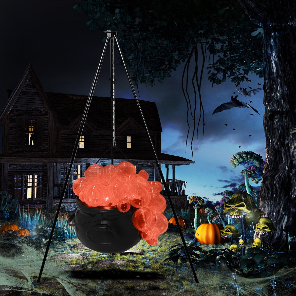 Muecwrye Halloween Decorations Outdoor, Halloween Clearance! Halloween Witches Cauldron on Tripod with Lights, DIY Bubbling Cauldron Set Decor for Home Porch Outside, Halloween Party Supplies