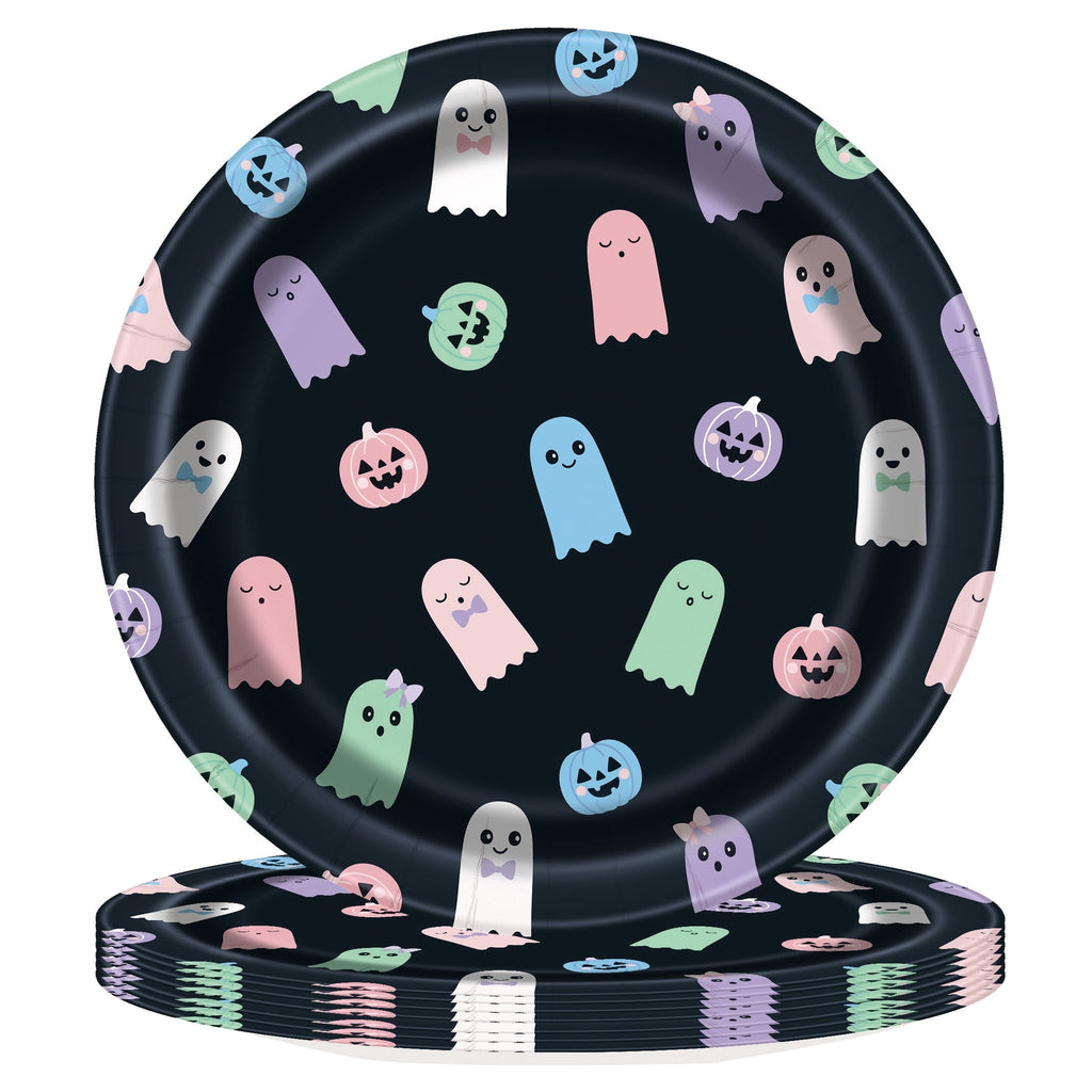 Cute Ghosts Disposable Paper Plates, Multicolor, 8.5", 8 Count, Halloween by Way To Celebrate