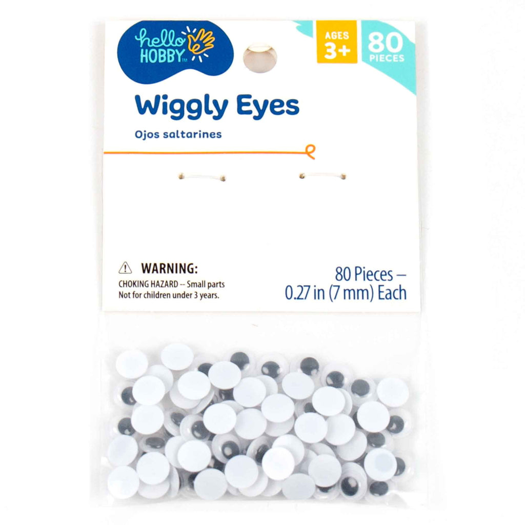 (9 pack) Hello Hobby Small Black and White Plastic Wiggly Eyes, 80-Pack