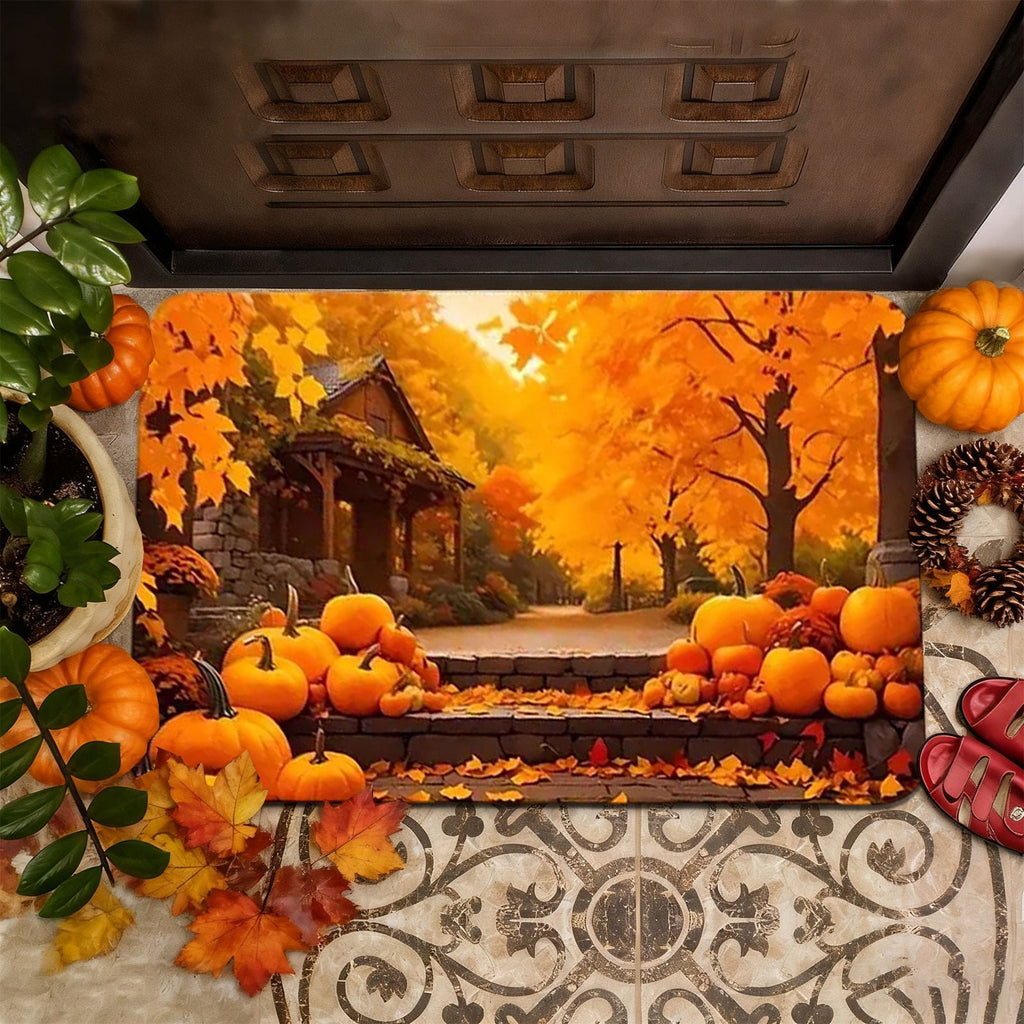 Autumn Door Mat for Entryway, 16x24 Inch, Fall-Themed Floor Doormat for Home Decor, Non-Slip Rug Mat for Living Room, Kitchen, Bedroom, Gifts for Fall Lovers (E)