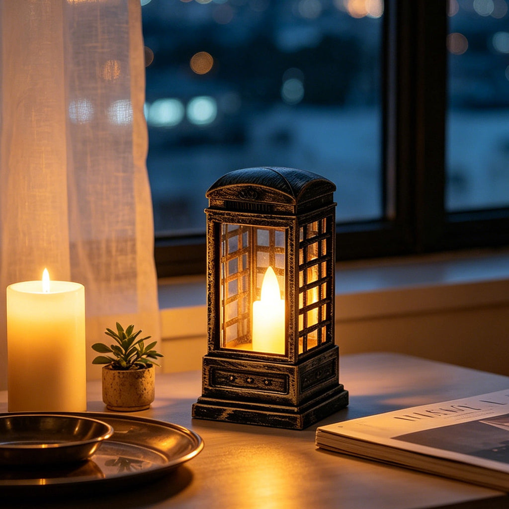 Djiypn Mini Lanterns 2Pack LED Small Lanterns Decorative Indoor Outdoor Hanging Lantern Decorative Candle Light Farmhouse Decor for Weddings Western Camping Party Halloween Christmas Decorations