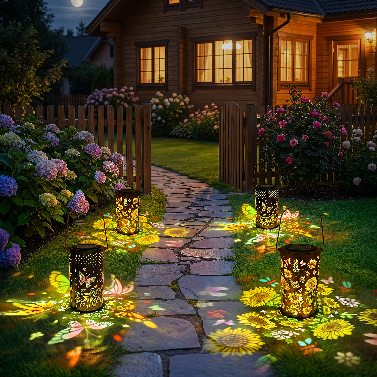Colorful Solar Lanterns IP65 Outdoor Waterproof, Mother's Day Gifts for Women Mom Grandma - LED Colorful Sunflower Solar Lights Metal Hanging Lantern for Patio Yard Porch