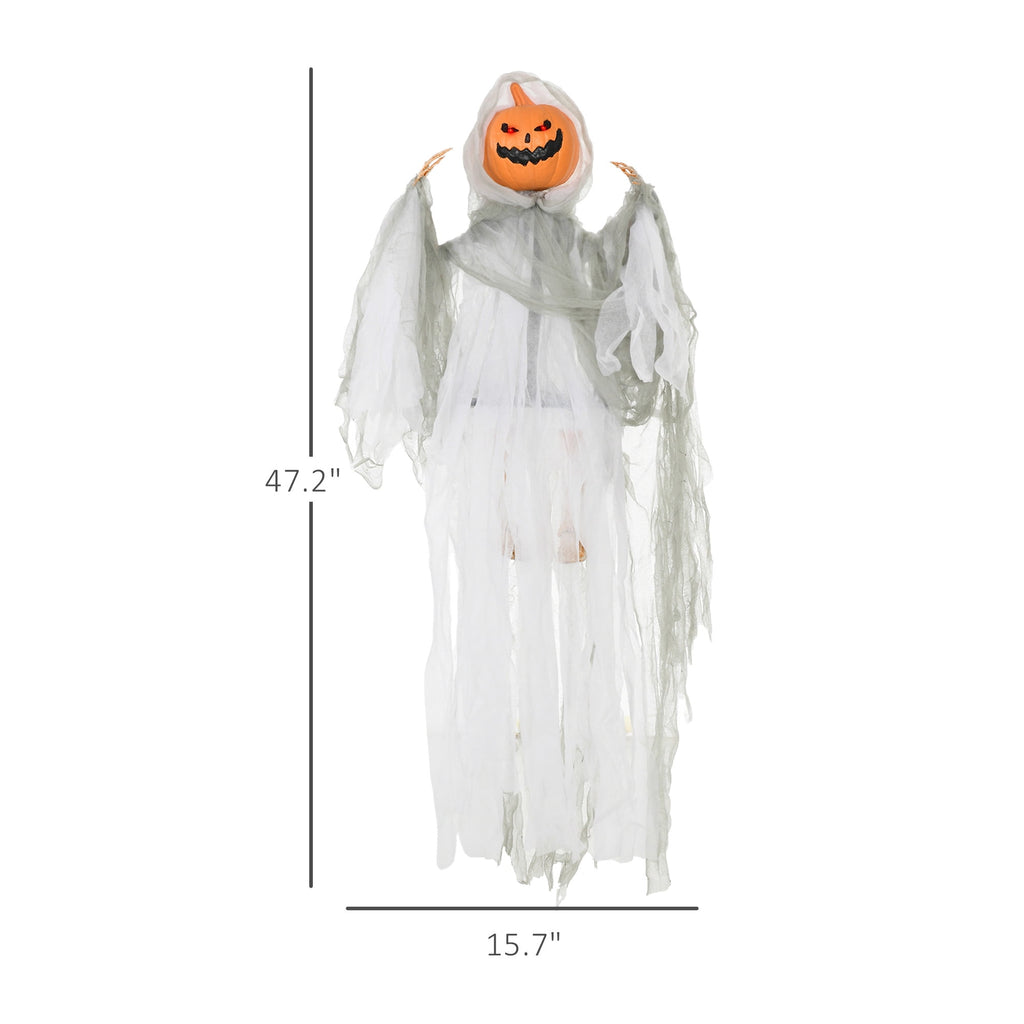 Outsunny 74" Life Size Outdoor Halloween Decorations Skeleton Witch, Animated Prop Animatronic Decor with Sound and Motion Activated, Light Up Eyes and Chest, Howling and Chain Sound