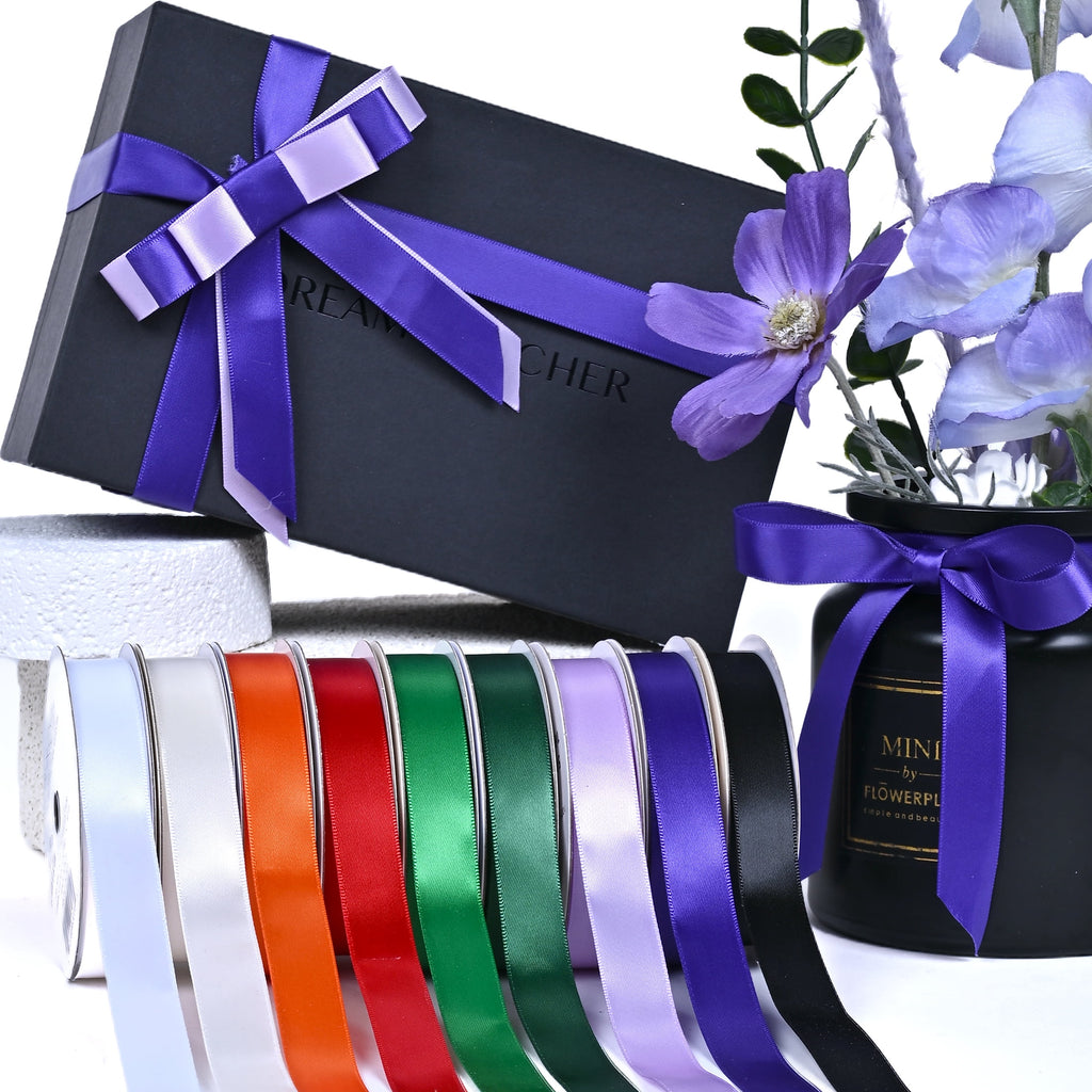 Gwen Studios 5/8" Black Satin Ribbon, 7 Yards
