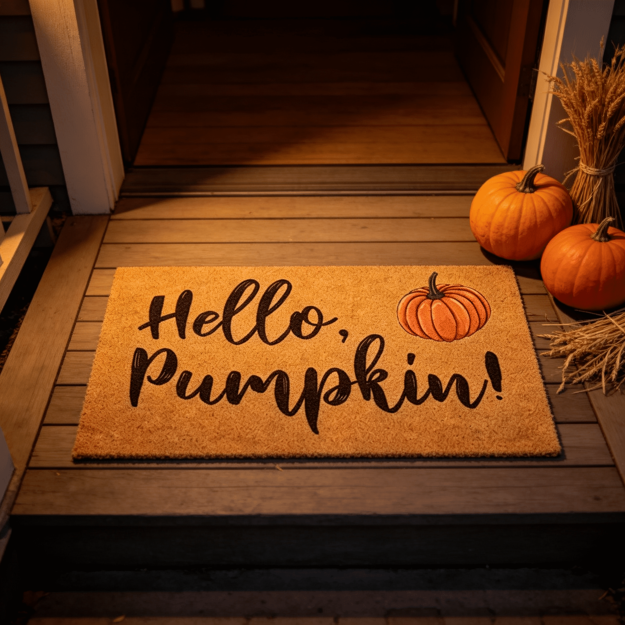 Halloween Pumpkin Welcome Door Mat, Funny Durable Non Slip Decorative Rugs for Bathroom Bedroom Kitchen Front Door