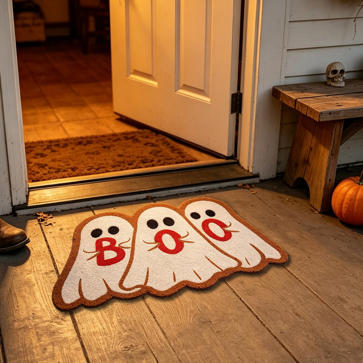 Yhmxh Halloween Bathroom Rugs, Halloween Pumpkin Bath Mats, Farmhouse Halloween Rugs for Bathroom Decorations for The Home, Holiday Cute Pumpkin Decor Non-Slip 15.7x23.6 Inches