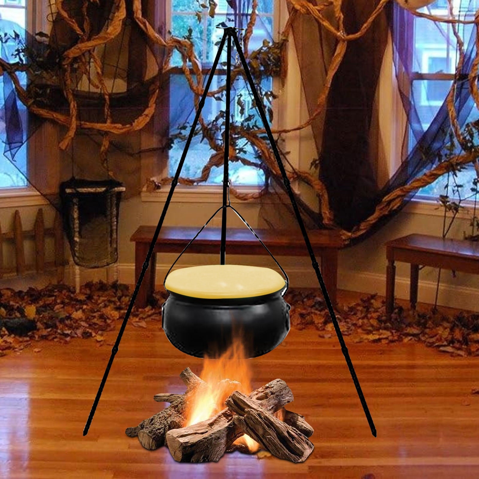 Muecwrye Halloween Decorations Outdoor, Halloween Clearance! Halloween Witches Cauldron on Tripod with Lights, DIY Bubbling Cauldron Set Decor for Home Porch Outside, Halloween Party Supplies