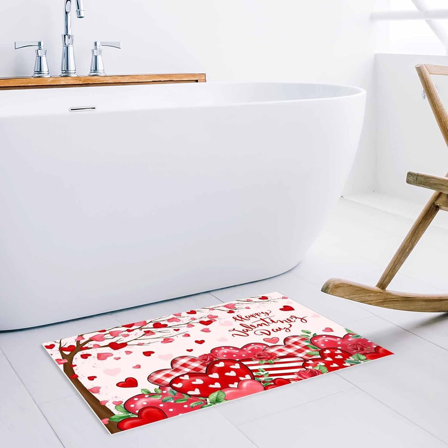 Christmas Snowman Trees Entrance Door Mat, Red Plaid Low Profile Tradition Christmas Decor Welcome Doormat, Non-Slip Carpet Rugs Floor Mat Decorative for Home/Bathroom/Kitchen - 20"x31.5"