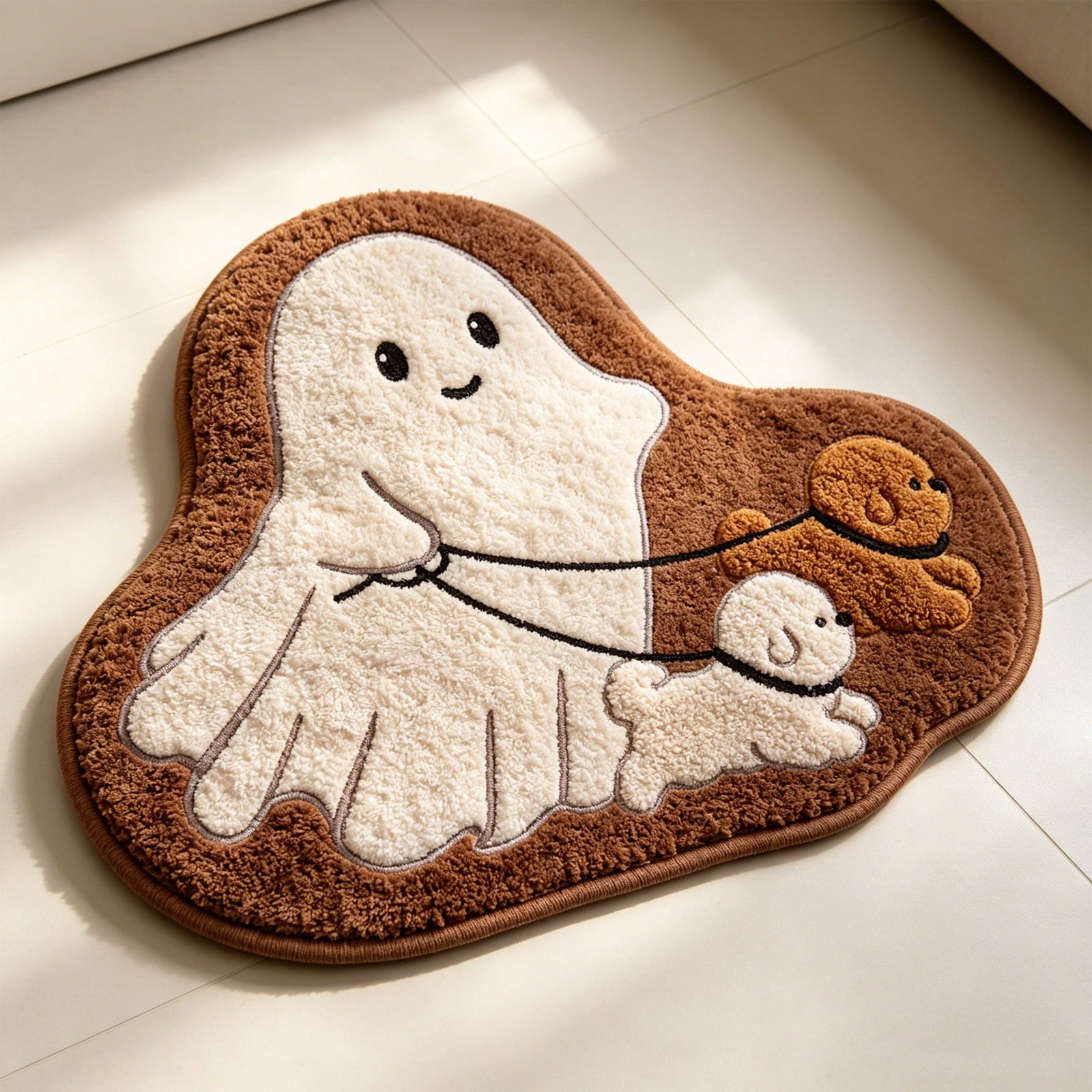 Halloween Bath Mat Ghost Multicolor Irregular Mat 27.56x17.72in Polyester Skidproof & Absorbent for Bathroom Entryway Living Room Halloween Door Mat by MPOISVA