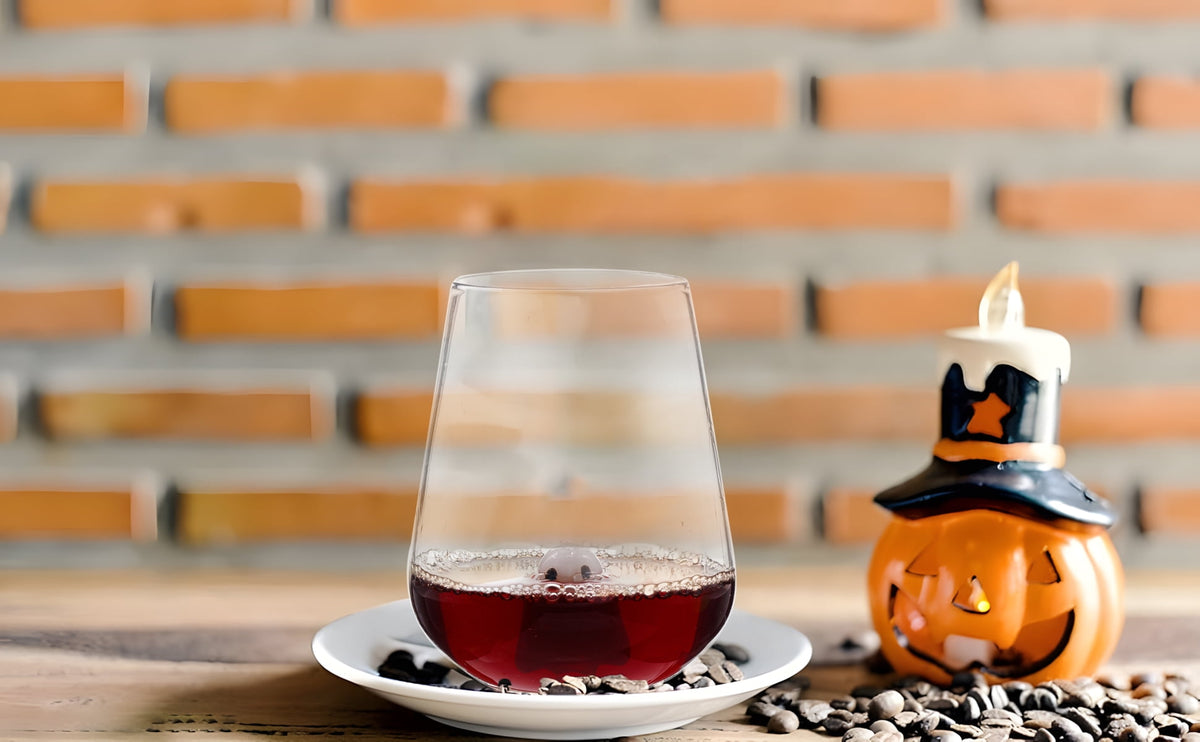 Way To Celebrate Halloween Stemless Wine Glass with Bat, 16.5 oz