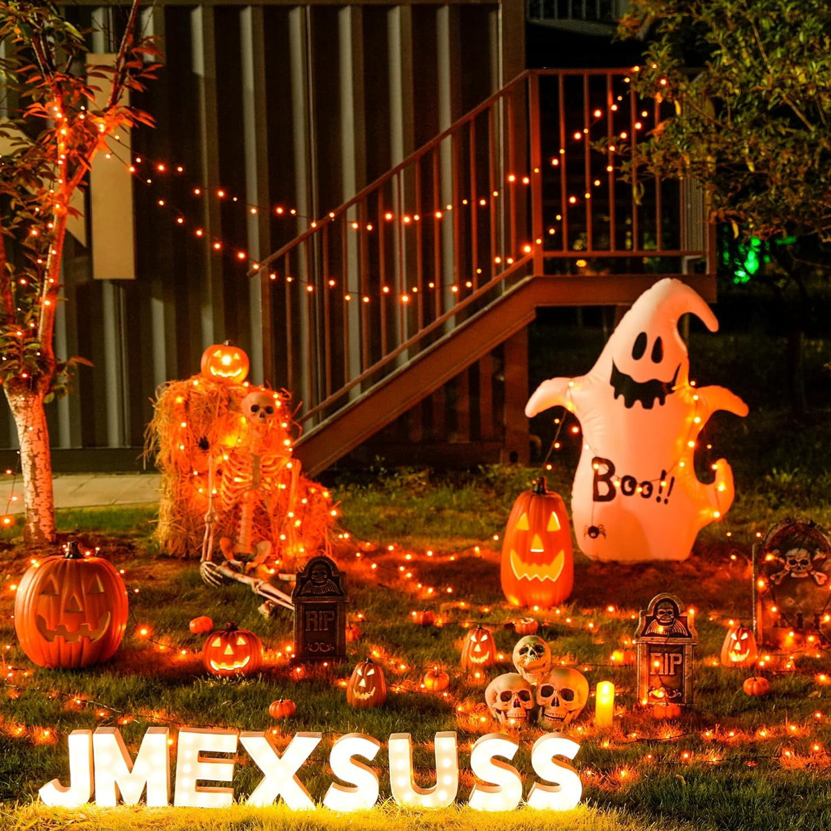 JMEXSUSS 2 Pack Solar String Lights Outdoor, 100 LED 42.7ft White Solar Lights Outdoor Waterproof, 8 Modes Green Wire Solar Christmas Lights for Garden, Wedding, Party, Christmas Tree Decoration