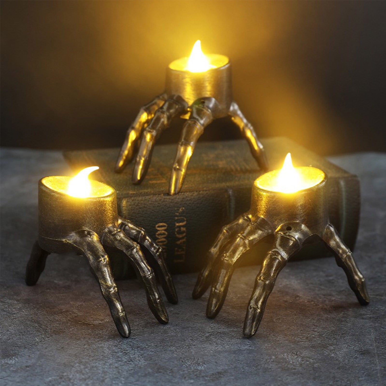 XGFHYJEH Halloween Decorations LED Candle Lights, 3pc Pumpkin Lantern, Halloween Indoor Decor, Halloween Table Decoration Ornament for Home Room Party