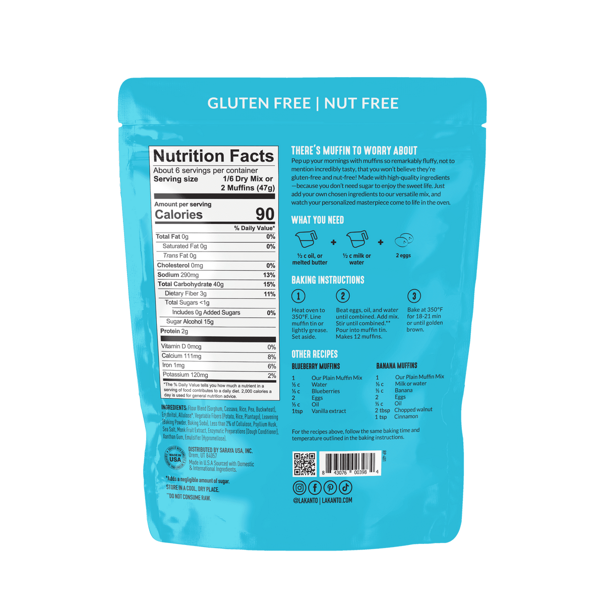 Lakanto Pumpkin Spice Muffin Mix - Sweetened with Monk Fruit and Allulose, Erythritol -8 Oz