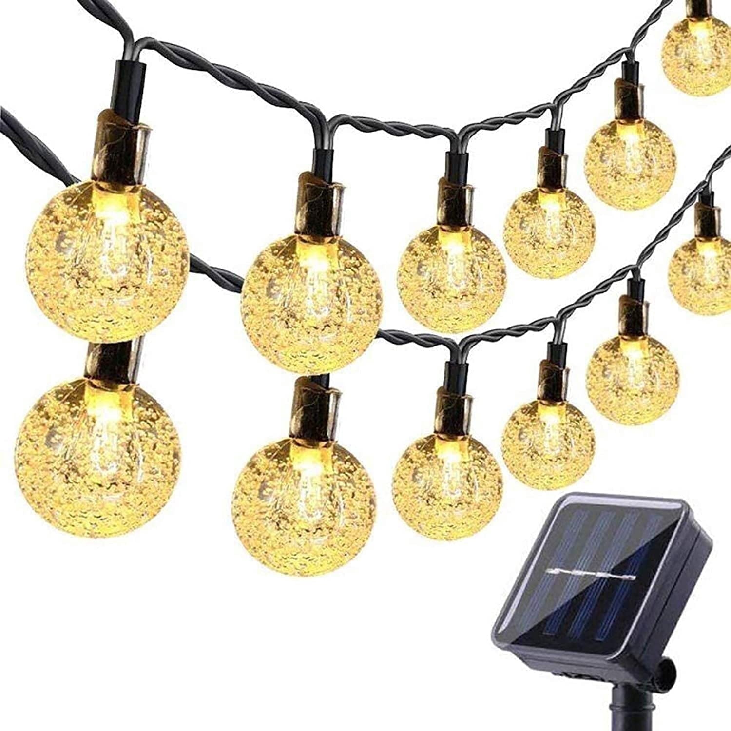 Toodour Solar String Lights Outdoor, 35.6ft 60 LED Waterproof Solar Powered Globe Patio Lights with 8 Modes for Garden Home Gazebo Yard Decorations (Warm White)