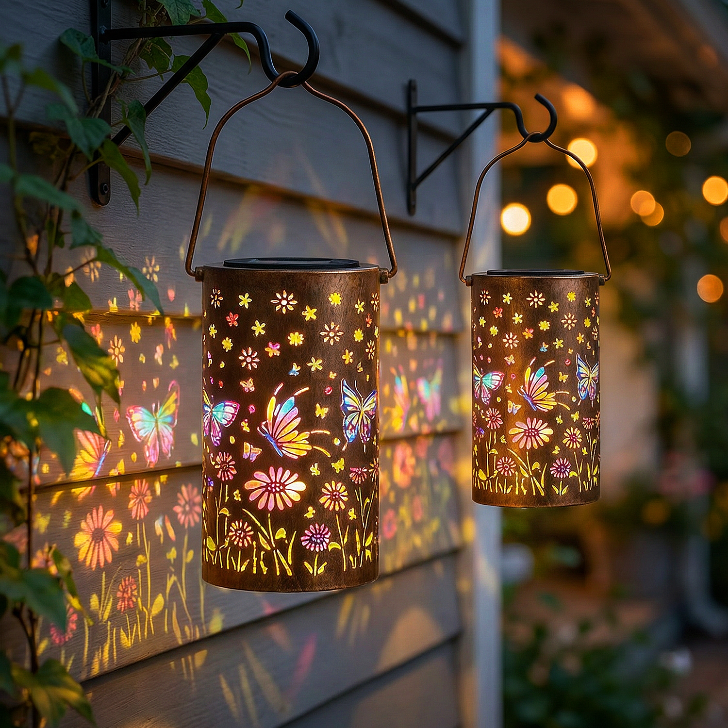 Colorful Solar Lanterns IP65 Outdoor Waterproof, Mother's Day Gifts for Women Mom Grandma - LED Colorful Sunflower Solar Lights Metal Hanging Lantern for Patio Yard Porch