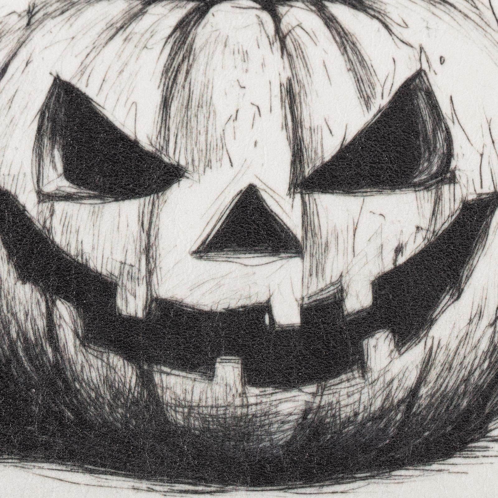 My Texas House Framed Halloween Black and White Pumpkin Art Print 9x11