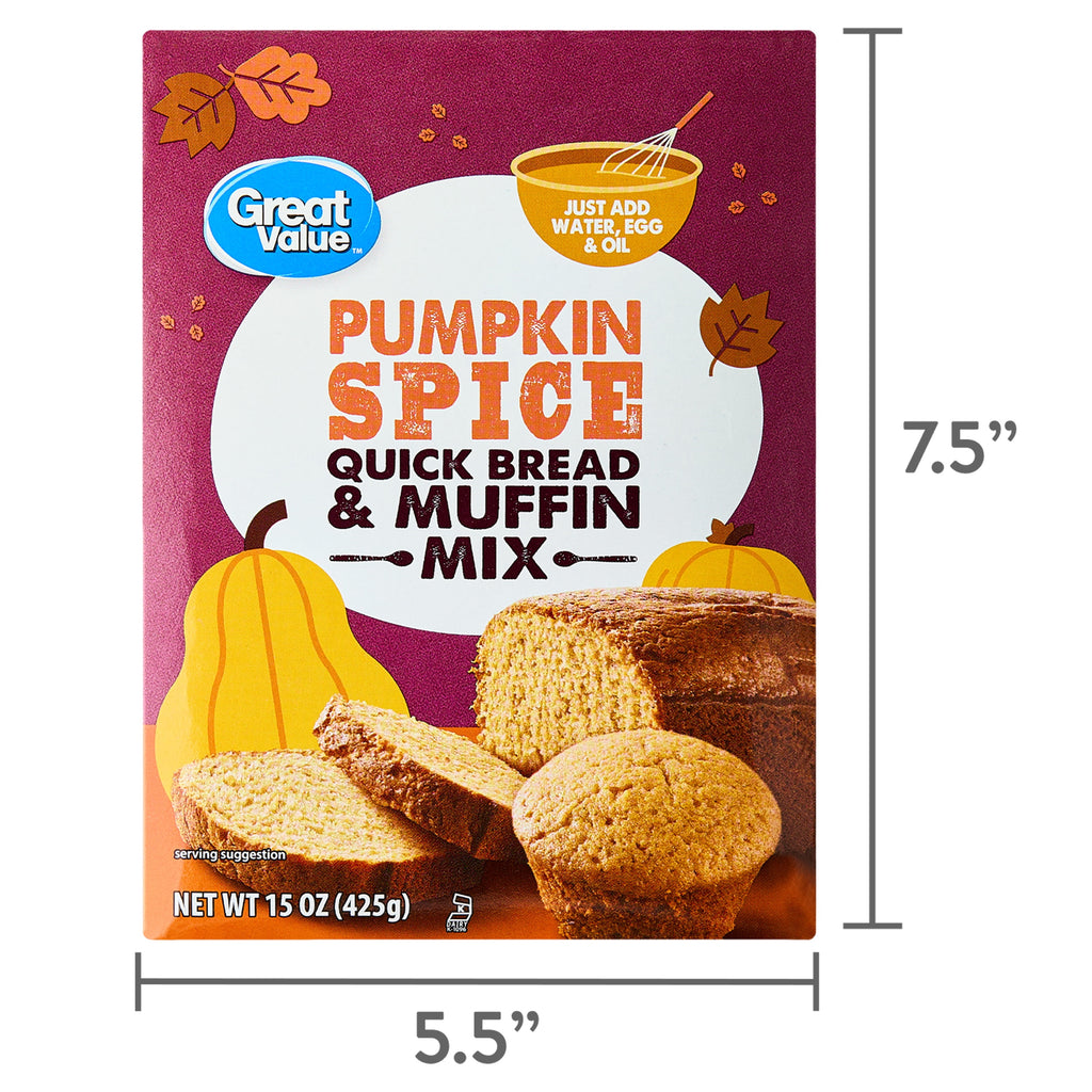 Great Value Pumpkin Spice Quick Bread & Muffin Mix, 15 oz